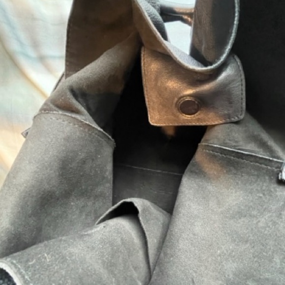 Free People | Leather "Head Over Heels" Tote Bag | Navy Blue - Picture 4 of 14